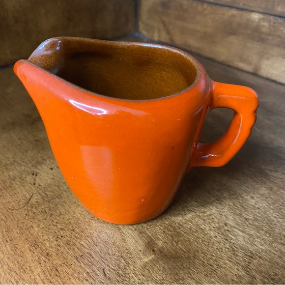 Vintage FRANKOMA Flame Orange Creamer and Sugar - Picture 4 of 8